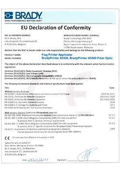 BradyPrinter A5500 EU Declaration of Conformity
