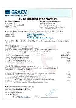 Wraptor A6200 EU Declaration of Conformity
