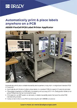 A8500 FlexCell PCB Label Printer Applicator Infosheet Europe English