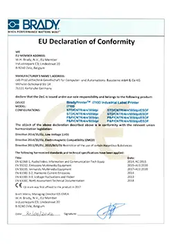BradyPrinter i7100 - EU Declaration of Conformity (English)