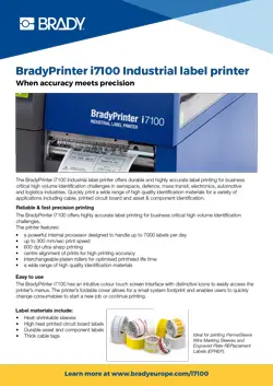 Information sheet for BradyPrinter i7100 in English