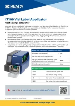 i7100 Vial Label Applicator Cost Savings Calculator - English
