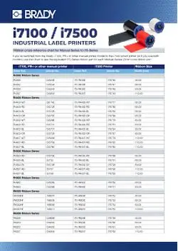 Brady i7100 i7500 Ribbon Conversion Chart Europe English