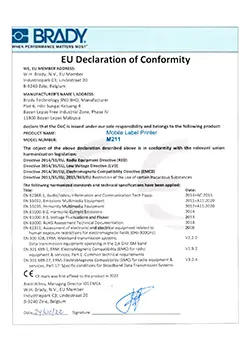 M211 Label Printer EU Declaration of Conformity