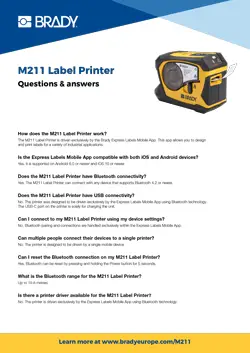 M211 Label Printer Q&A infosheet Europe English