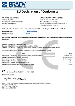 M410 EU Declaration of Conformity