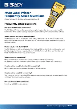M410 Label Printer Q&A Infosheet Europe English