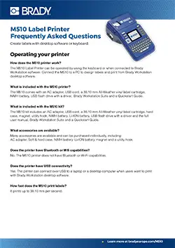 M510 Label Printer Q&A Infosheet Europe English