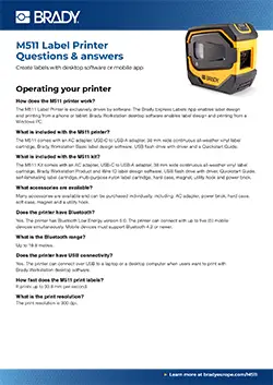 M511 Label Printer Q&A Infosheet Europe English