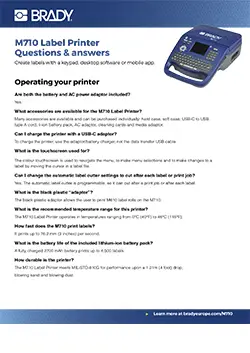 M710 Label Printer Q&A Infosheet Europe English