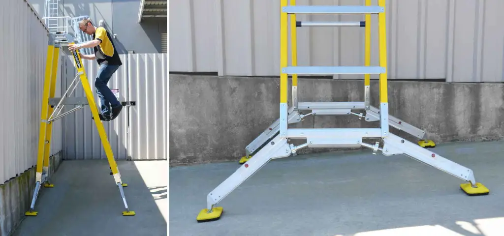 Scări Pliabile cu Platformă de Lucru și Picioare Reglabile Ușoară, portabilă și pliabilă